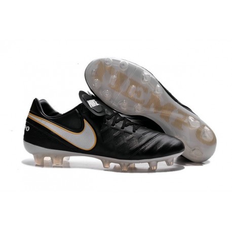 Nike Men's Tiempo Legend VI FG K-leather Soccer Boots Black White Gold