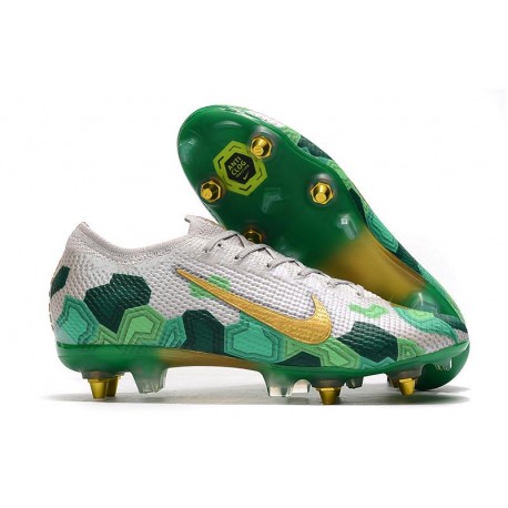 Nike Mercurial Vapor 13 Elite SG Pro Anti-Clog Mbappé Grey Gold Green