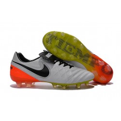 New 2016 Nike Tiempo Legend 6 FG Leather Football Cleats White Black Orange