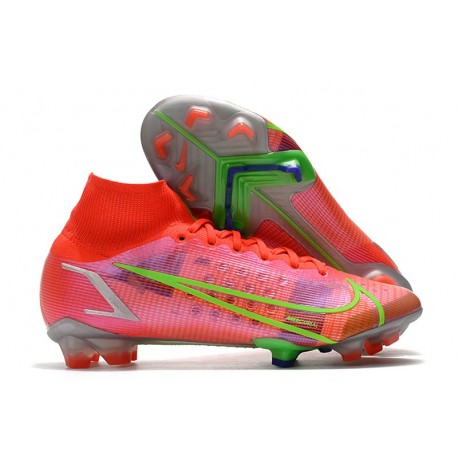 Nike Top Mercurial Superfly 8 Elite FG Cleats Bright Crimson Metallic Silver