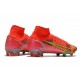 Nike Top Mercurial Superfly 8 Elite FG Cleats Bright Crimson Metallic Silver