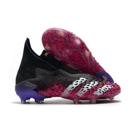 adidas Predator Freak + FG Cleats Core Black White Shock Pink