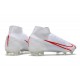 Nike Top Mercurial Superfly 8 Elite FG Cleats White Red