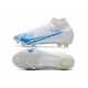 Nike Top Mercurial Superfly 8 Elite FG Cleats White Blue