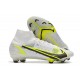 Nike Top Mercurial Superfly 8 Elite FG Cleats White Black Metallic Silver Volt
