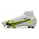 Nike Top Mercurial Superfly 8 Elite FG Cleats White Black Metallic Silver Volt