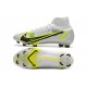 Nike Top Mercurial Superfly 8 Elite FG Cleats White Black Metallic Silver Volt