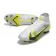 Nike Top Mercurial Superfly 8 Elite FG Cleats White Black Metallic Silver Volt