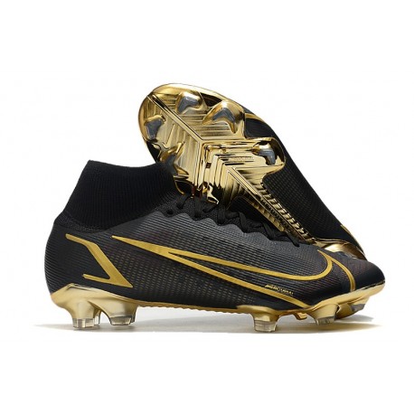 Nike Top Mercurial Superfly 8 Elite FG Cleats Black Gold