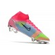 Nike Top Mercurial Superfly 8 Elite FG Cleats Pink Blue Green