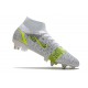 Nike Mercurial Superfly VIII Elite SG Pro White Black Metallic Silver Volt