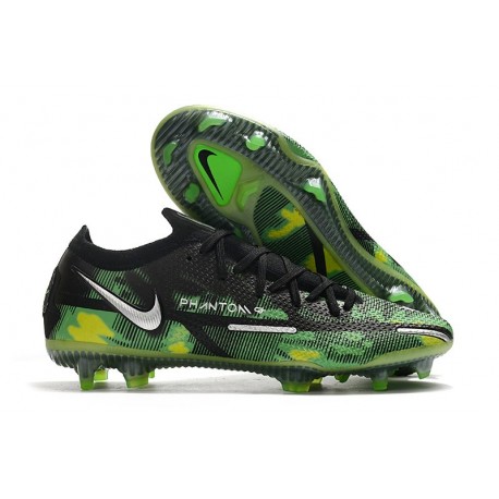 Nike Phantom GT2 Elite FG Black Metallic Platinum Green Strike