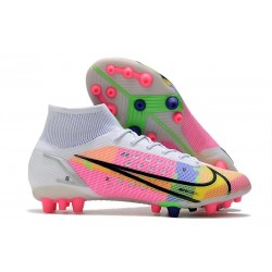 Nike Mercurial Superfly 8 Elite DF AG Dragonfly - White Metallic Silver Dark Raisin