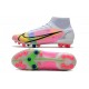 Nike Mercurial Superfly 8 Elite DF AG Dragonfly - White Metallic Silver Dark Raisin