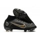 Nike Mercurial Superfly 8 Elite DF FG Shadow - Black Metallic Gold Metallic Silver