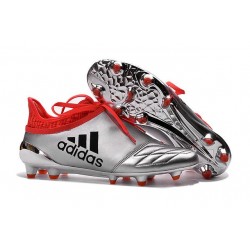 Top adidas X 16+ Purechaos FG Football Cleats Silver Black Red