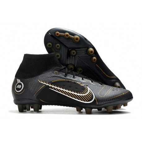 Nike Mercurial Superfly 8 Elite DF AG Shadow - Black Metallic Gold Metallic Silver