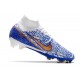 Nike Zoom Mercurial Superfly IX Elite FG Boots White Blue Golden