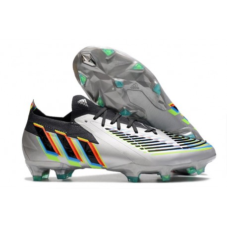 adidas Predator Edge.1 FG Low Cleat Silver Metallic Core Black Solar Yellow