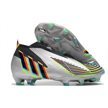 adidas Predator Edge+ FG Boots Silver Metallic Core Black Solar Yellow