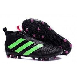 New 2016 Men's adidas ACE 16+ Purecontrol FG Soccer Cleats Black Green