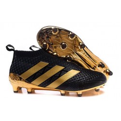 New 2016 Paul Pogba adidas ACE 16+ Purecontrol FG Soccer Cleats Black Golden
