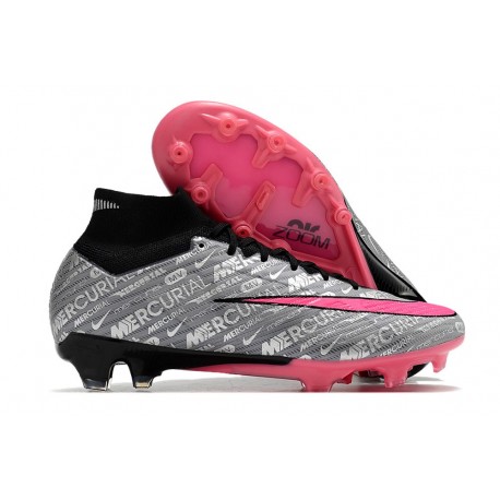 Nike Zoom Mercurial Superfly IX Elite AG Metallic Silver Hyper Pink Black