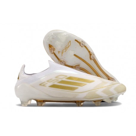 adidas F50 Elite Laceless FG Boot Ftwr White Gold Met