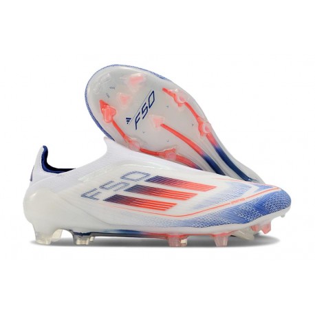adidas F50 Elite Laceless FG Boot Ftwr White Solar Red Lucid Blue