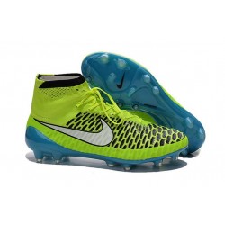 High Top Nike Magista Obra FG ACC Soccer Cleats Green Blue White