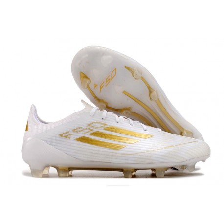 adidas F50 Elite FG Cleats White Golden
