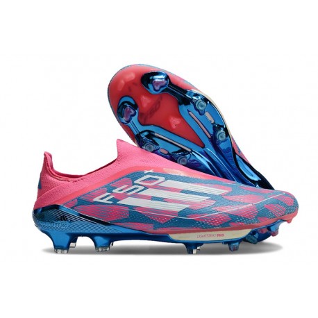 adidas F50 Elite Laceless FG Boot Solar Blue Ftwr White Pink