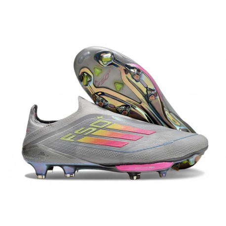 adidas F50 + FG LL Soccer Cleat Grey Pink Yellow