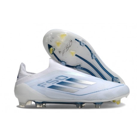 adidas F50 Elite Laceless FG Boot White Blue