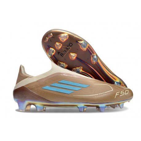 adidas F50 Elite Laceless FG Boot X Bad Bunny Cardboard Cream White Bright Cyan