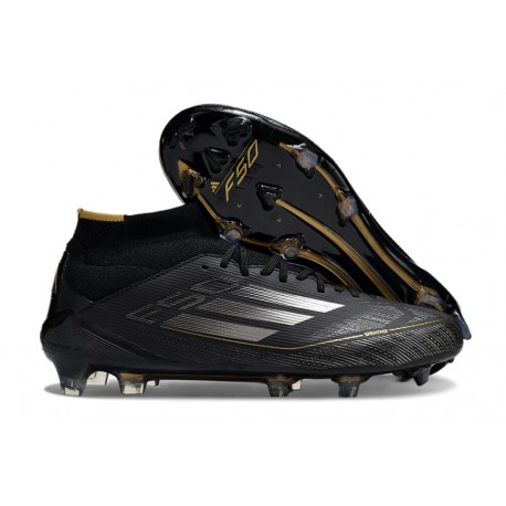 adidas F50 Elite Mid Cut FG Core Black Iron Met Gold Met