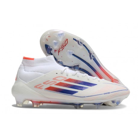 adidas F50 Elite Mid Cut FG Ftwr White Lucid Blue Solar Red