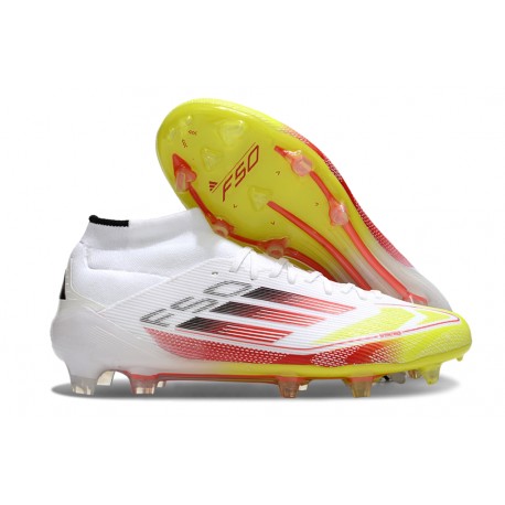 adidas F50 Elite Mid Cut FG White Lucid Red Solar Yellow