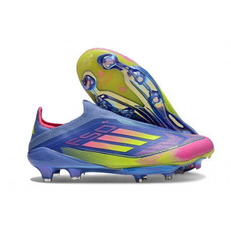 adidas F50 + FG LL Soccer Cleat Blue Fusion Lucid Lemon Lucid Pink