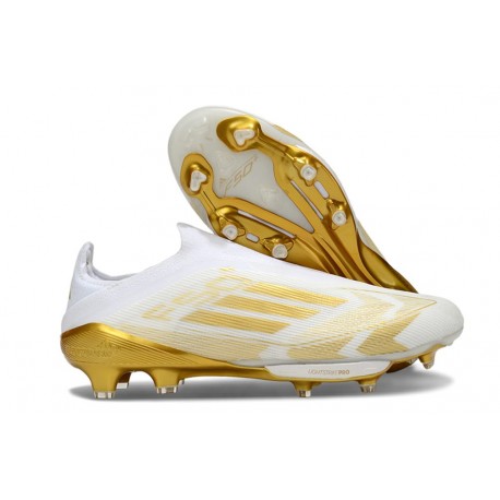 adidas F50 + FG LL Soccer Cleat Ftwr White Gold Met