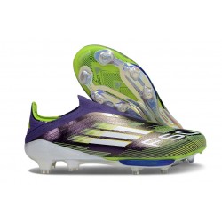 adidas F50 + FG LL Soccer Cleat Purple Rush Ftwr White Lucid Lemon