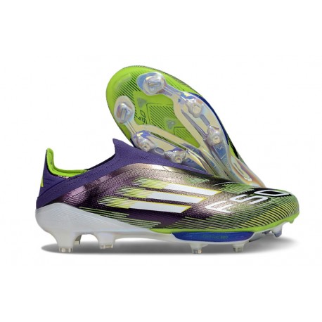 adidas F50 + FG LL Soccer Cleat Purple Rush Ftwr White Lucid Lemon