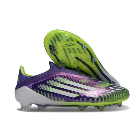 adidas F50 Elite Laceless FG Cleats Purple Rush Ftwr White Lucid Lemon