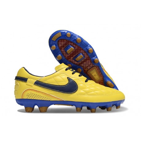 Nike Tiempo Legend X Elite Leather FG Boots Ronaldo Yellow Black
