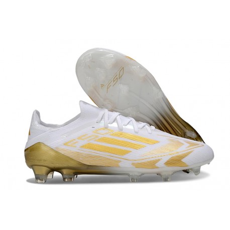 adidas F50 Elite FG Cleats Ftwr White Gold Met