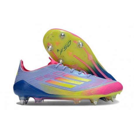 adidas F50 Elite SG New Soccer Cleats Blue Fusion Lucid Lemon Lucid Pink