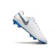 Nike Tiempo Legend 10 Elite Grass Cleat White Gray Blue