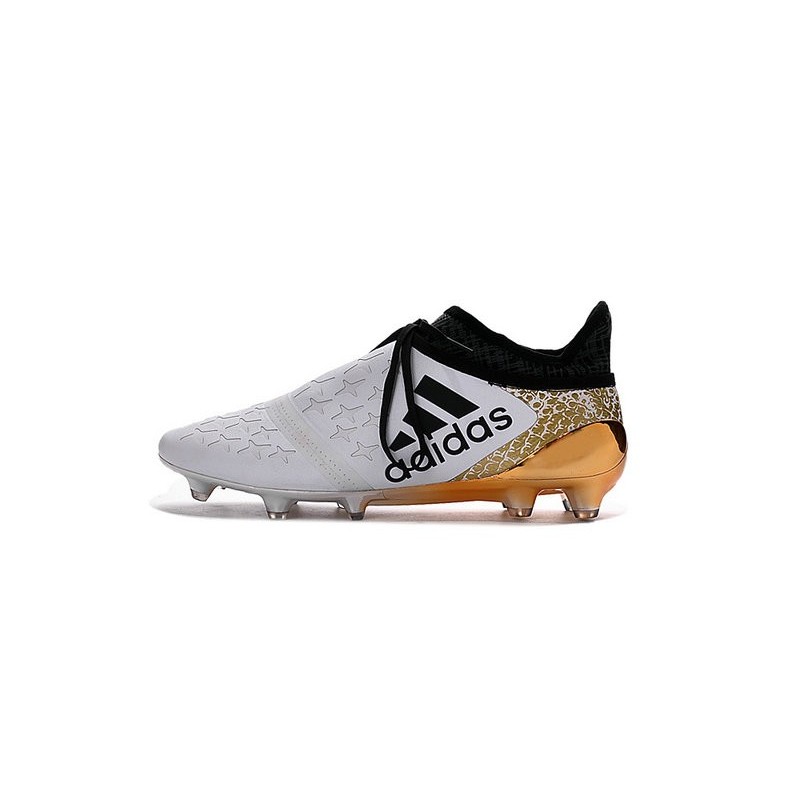 Top adidas X 16+ Purechaos FG Football Cleats White Black Gold
