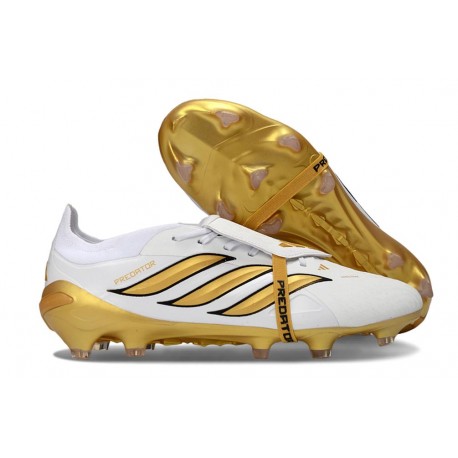 adidas Predator 26 Elite Tongue FG Boots White Met Gold