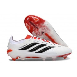 Adidas Predator 26 Low Elite FG Cleat White Black Red